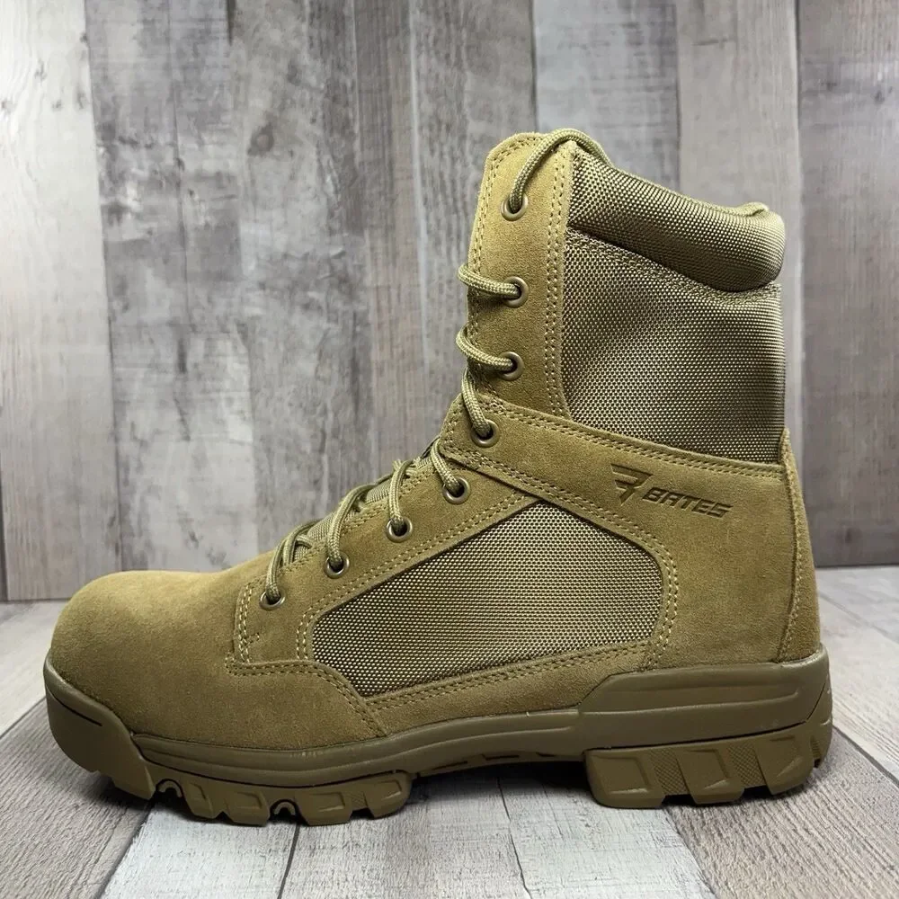 Bates Tac Sport Mens Size 9 Tactical Duty Suede Boots 8 Inch Zip Soft Toe Coyote